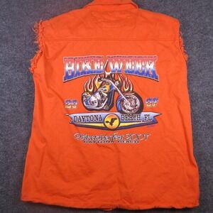 Cotton Garments Shirt Mens XL Orange Sleeveless Bike Week Daytona Biketoberfest